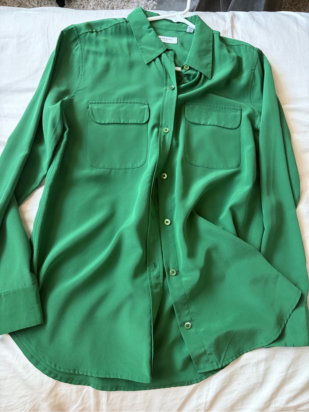 Equipment Emerald Green Silk Button-Up Shirt M